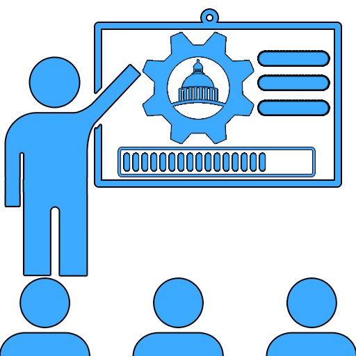 Training Icon showing an instructor teaching students in front of a board